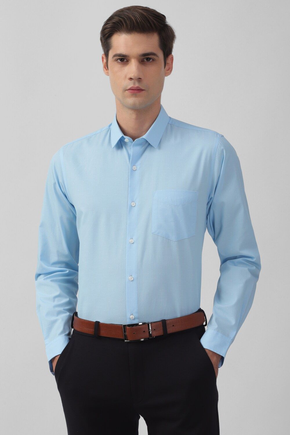 Men Blue Slim Fit Formal Full Sleeves Formal Shirt