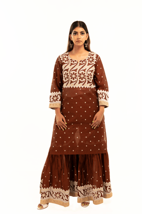 Women Chanderi Garara Set, Brown