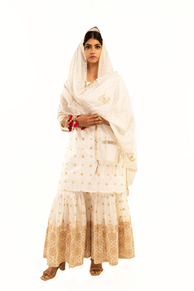 Women Chanderi Garara Set, Beige