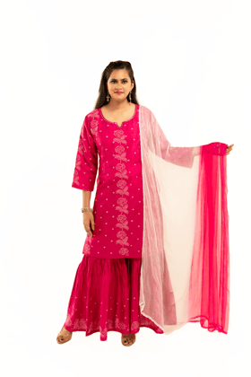 Women Chanderi Garara Set, Pink