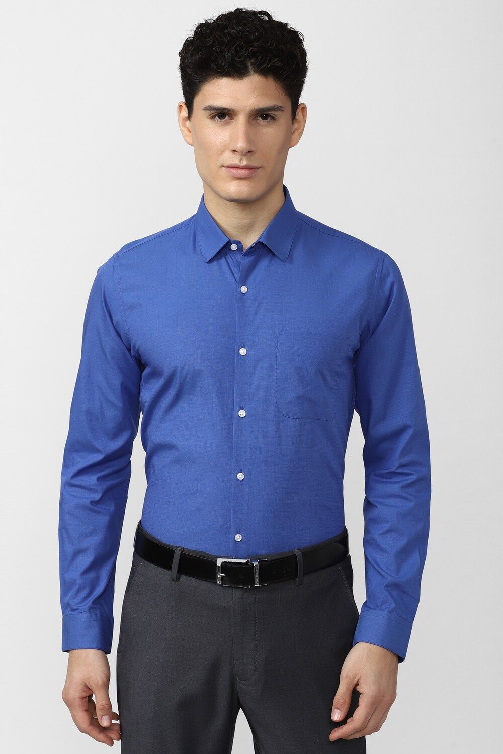 Men Blue Slim Fit Formal Full Sleeves Formal Shirt