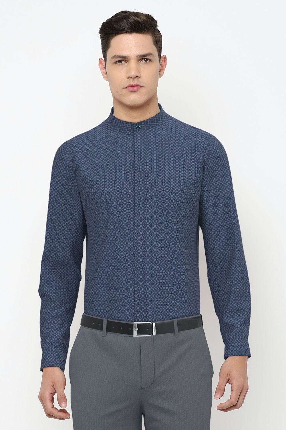 Men Blue Slim Fit Formal Full Sleeves Formal Shirt