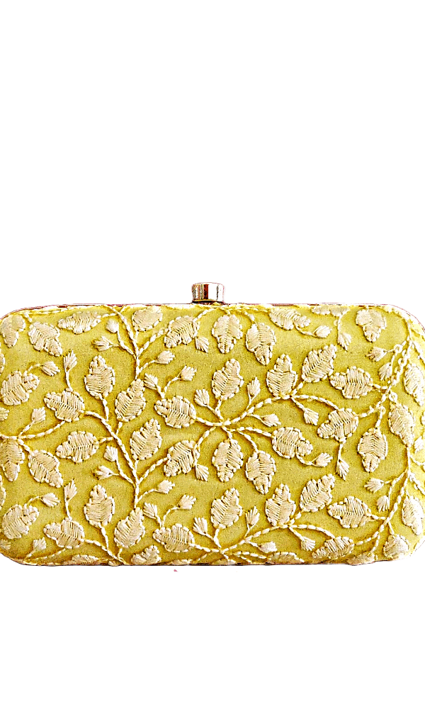 Chikankari Leaf Design Clutch