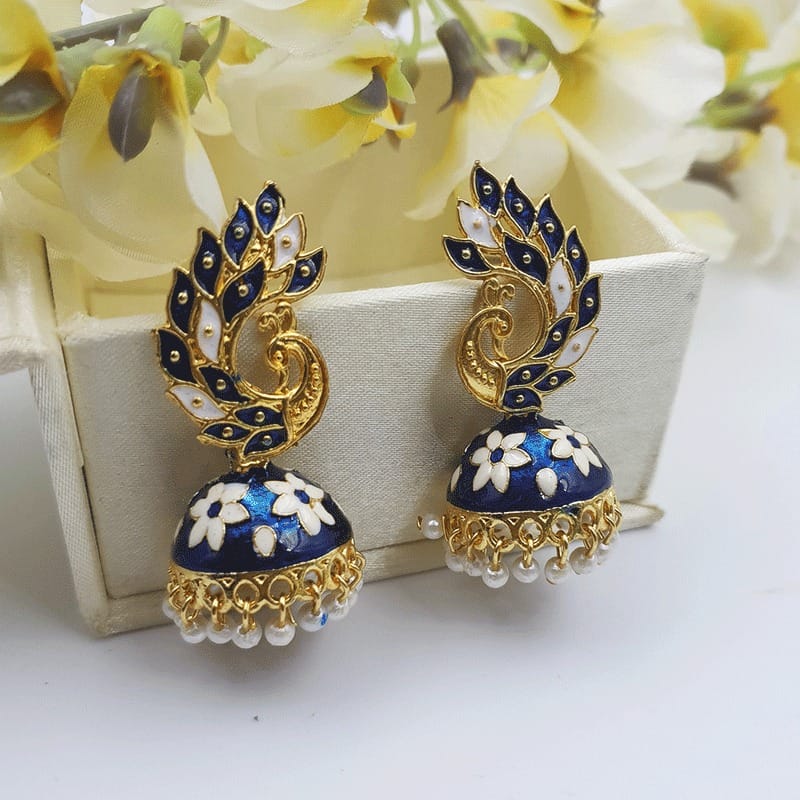 Fresh Purple Simple and Attractive Peacock Designer Earrings (Blue)