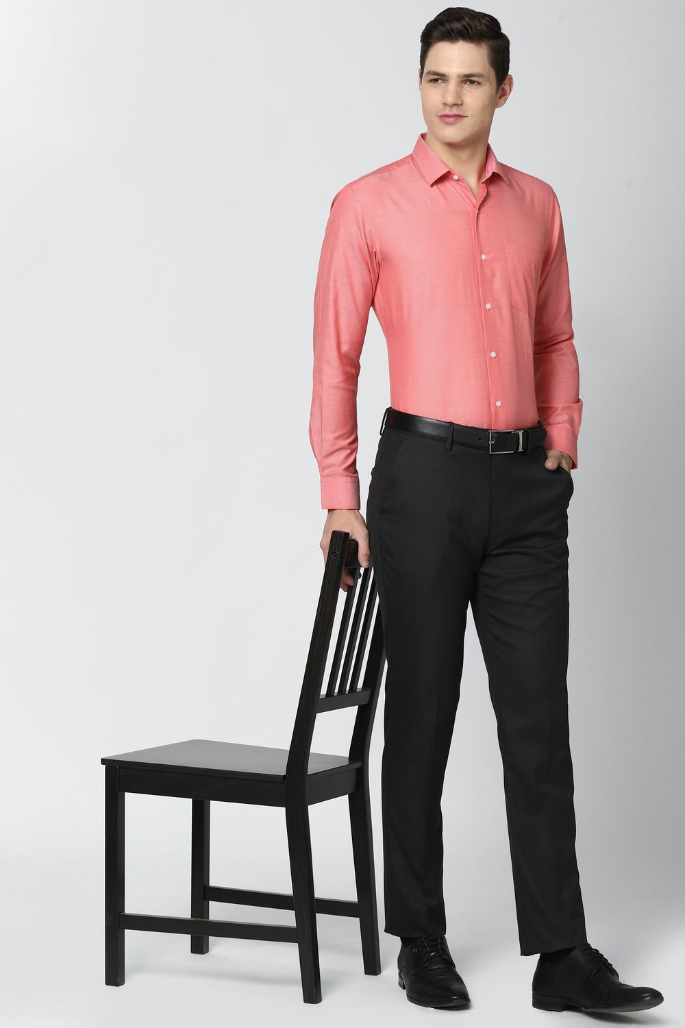 Men Pink Regular Fit Formal Full Sleeves Formal Shirt