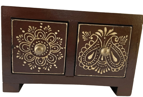 Sachin Art  Mango Wood Brown Antique Wooden Hand Painted Small Drawer, For Home Living room & Office