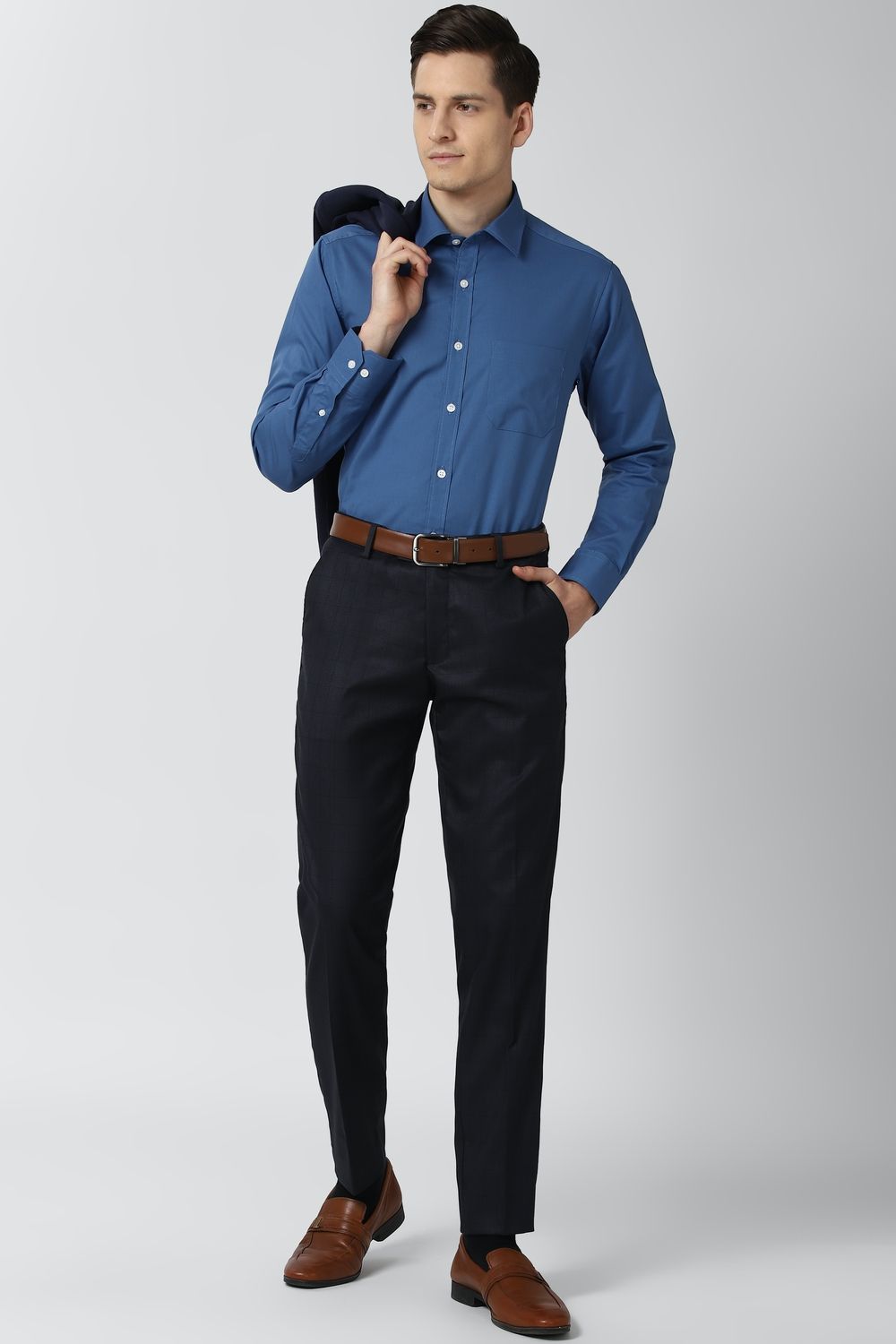 Men Blue Regular Fit Formal Full Sleeves Formal Shirt