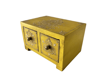 Sachin Art  Mango Wood Yellow Antique Wooden Hand Painted Small Drawer, For Home Living room & Office