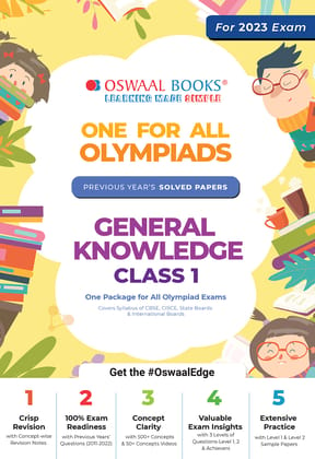 Oswaal One For All Olympiad Previous Years Solved Papers, Class-1 General Knowledge Book (Useful book for all Olympiads) (For 2023 Exam) [Paperback] Oswaal Editorial Board