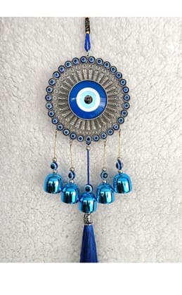 5 Bells Wind Chimes for Home Positive Energy, Evil Eye Hanging for Home, Evil Eye Home Decor Items, Hanging Decorative Items for Home