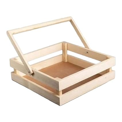 DELICE AU Pine Wood Gifting Basket With Wooden Handle Fancy Handmade Basket (Square Basket) (4 Jar Basket (12" x 4" x 4.5")