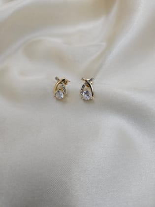 Fresh Purple Simple CZ Stone Ear Studs (Gold Colour Look)