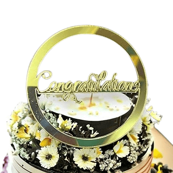 Delice AU Acrylic Cake Topper - Pack of 2 || Golden Glitter for Kids Boy's Girls Adults || Birthday Decorations Item (congratulations)