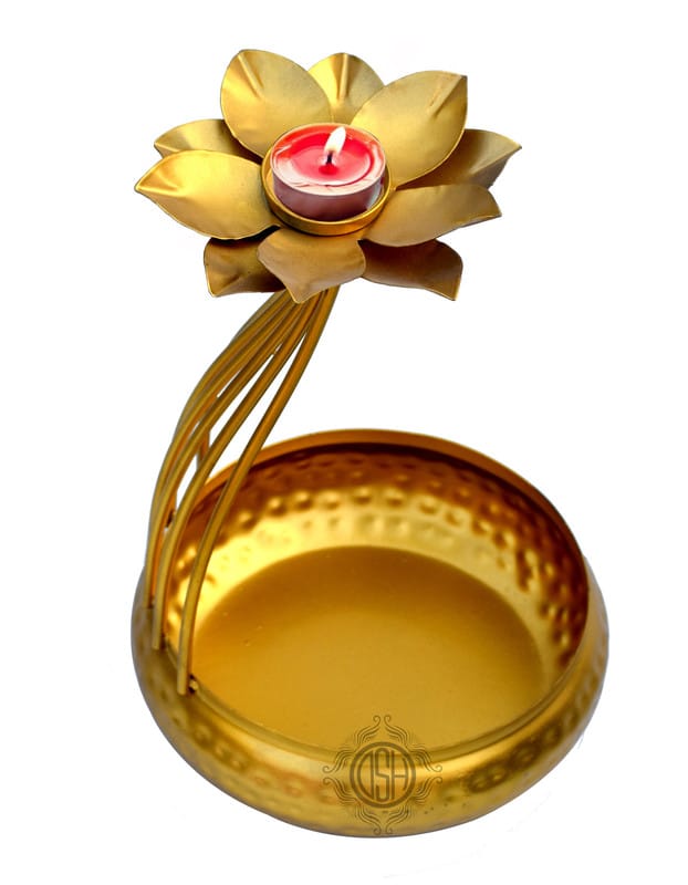 Urli Bowl Flower Design with Tealight Candle Holder for Diwali Christmas and New Year