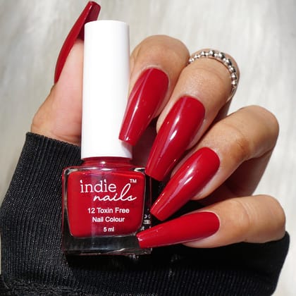 Indie Nails Fine Wine is Free of 12 toxins vegan cruelty-free quick dry glossy finish chip resistant. Wine Maroon Colour shade Nail polish, enamel, lacquer, paint Liquid: 5 ml