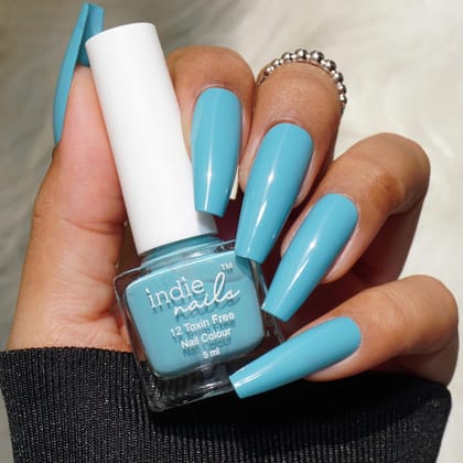 Indie Nails Blissful Blue is Free of 12 Toxins Vegan Cruelty-Free Quick Dry Glossy FInish Chip Resistant. Blue Colour ShadeNail Polish, Enamel, Lacquer, Paint Liquid: 5 ml