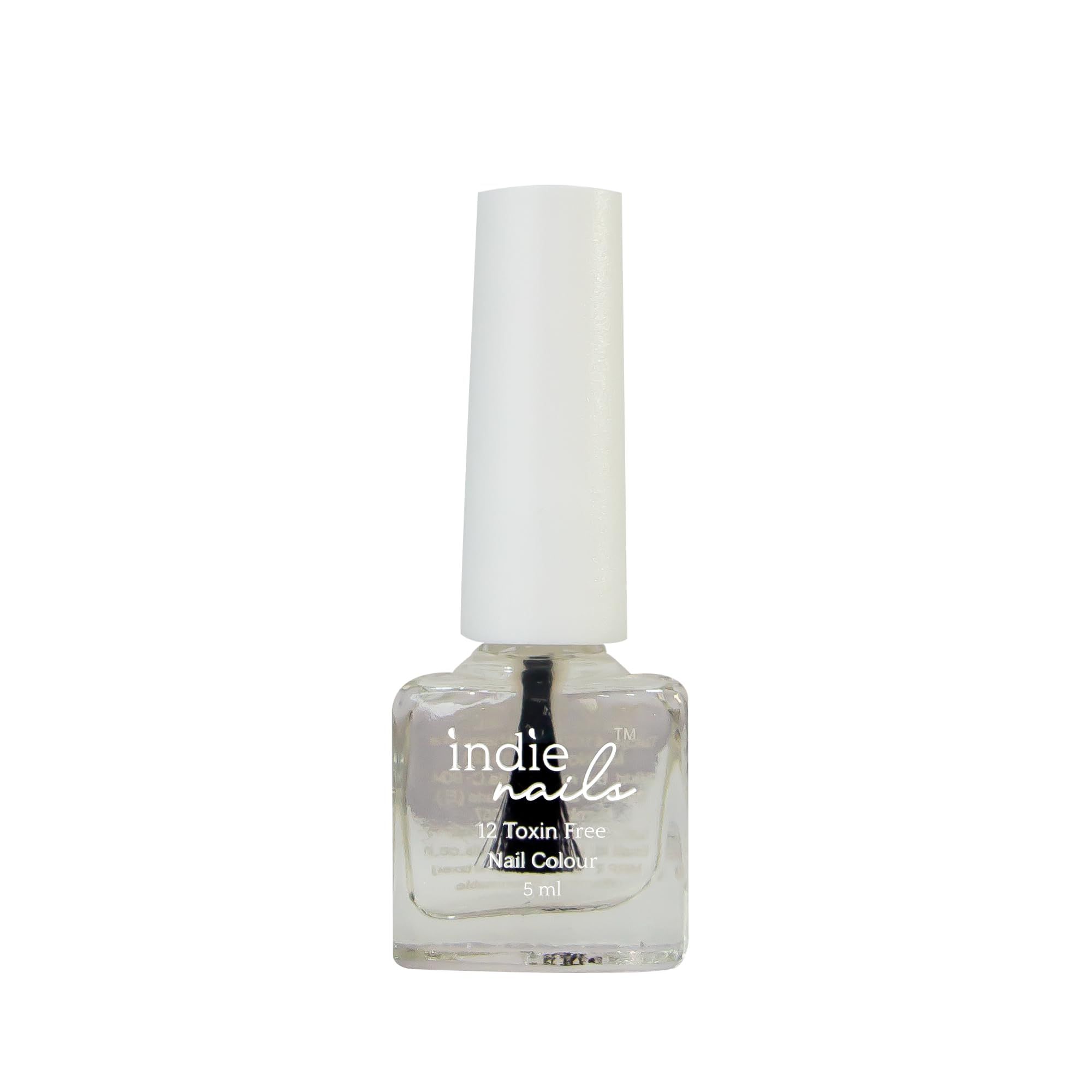 Indie Nails Glossy Sheen is Free of 12 toxins vegan cruelty-free quick dry glossy finish chip resistant. Transparent Top shade Liquid: 5 ml