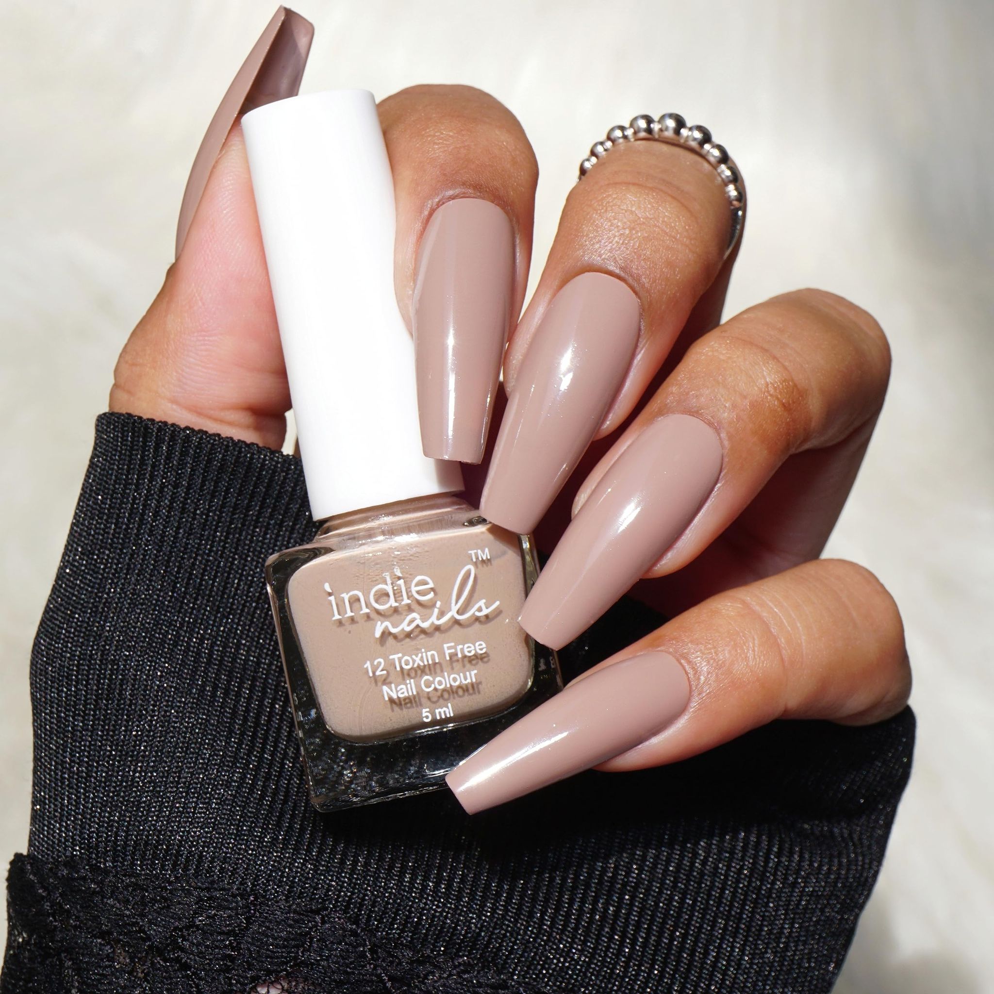 Indie Nails Mocha is Free of 12 toxins vegan cruelty-free quick dry glossy finish chip resistant. Brown Nude shade Nail polish, nail enamel, nail lacquer, nail paint Liquid: 5 ml