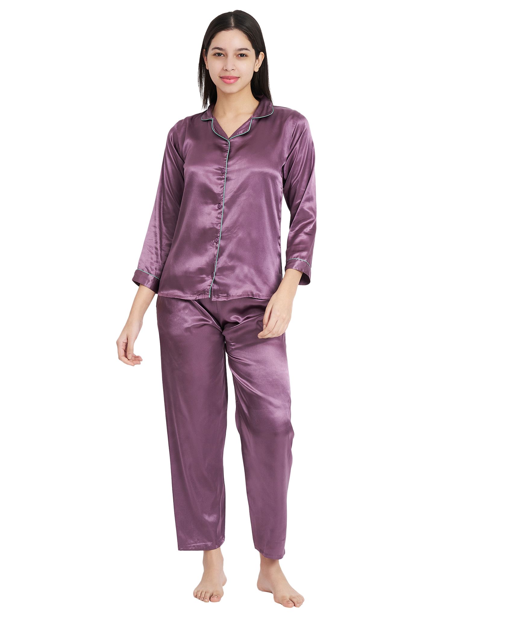 KOI SLEEPWEAR Premium Satin Night Suit Lavender