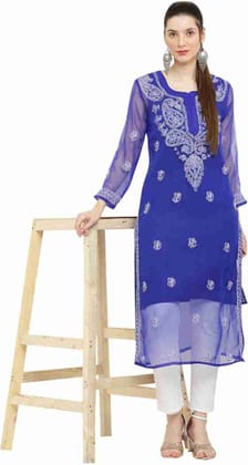 Gala Booti Royal Blue Kurti For Women