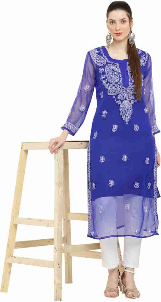 Gala Booti Royal Blue Kurti For Women