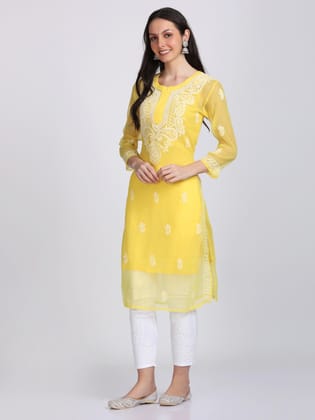 Gala Booti Yellow Kurti For Women