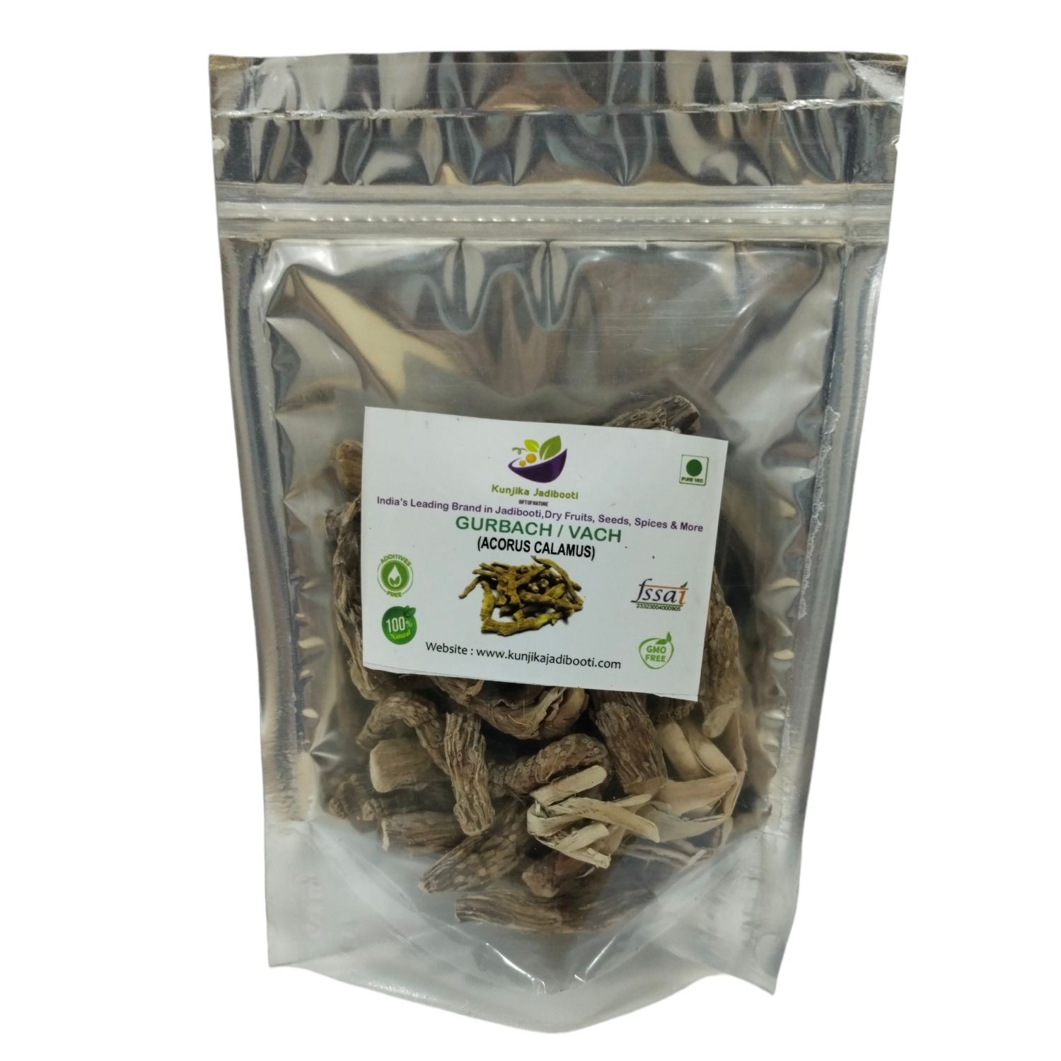 Kunjika Jadibooti Vacha Root - Vasambu - Gurbach - Sweet Flag - Acrous Calamus - Gudbach - 100 gm