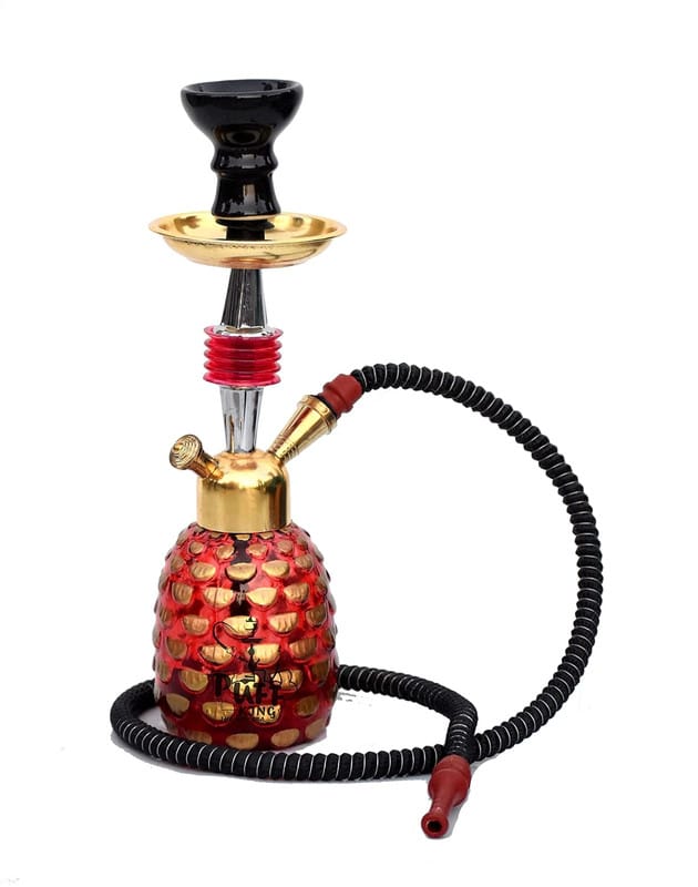 Puff King Hookah Pot Set Designer Decorative Pineapple Glass Hookah Pot (12 inch ) RED, M