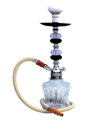 Puff King Hookah Pot Decorative Glass Hookah Set Best for Home Decor Party,Club Gift (5021ZD-SILVRlustr)