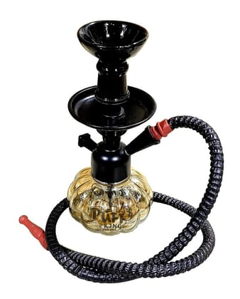 Puff King Designer Decorative Gold and Black Hookah Pot Kharbuza Shape (10 Inch) KH10-LUSTRgold