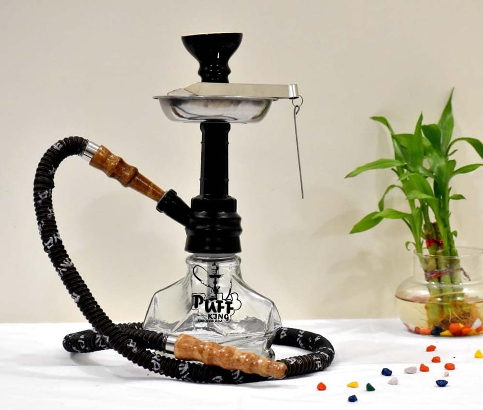 Puff King Hookah Pot Set, Latest Model Chico Glass Hookah Decorative Stylish Hookah for Flavour Hukkah.(HUK-5029-MYA-CHIKO) (Black)