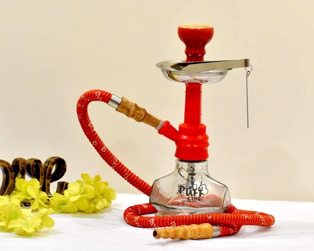 Puff King Hookah Pot Set, Latest Model Chico Glass Hookah Decorative Stylish Hookah for Flavour Hukkah.(HUK-5029-MYA-CHIKO) (Red)