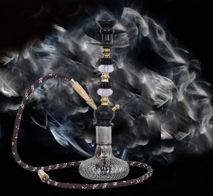 Puff King Hookah Pot Designer Stylish Russian Hukkah Glass Pot Set for Flavour Home Decor and Refreshment. (Black)