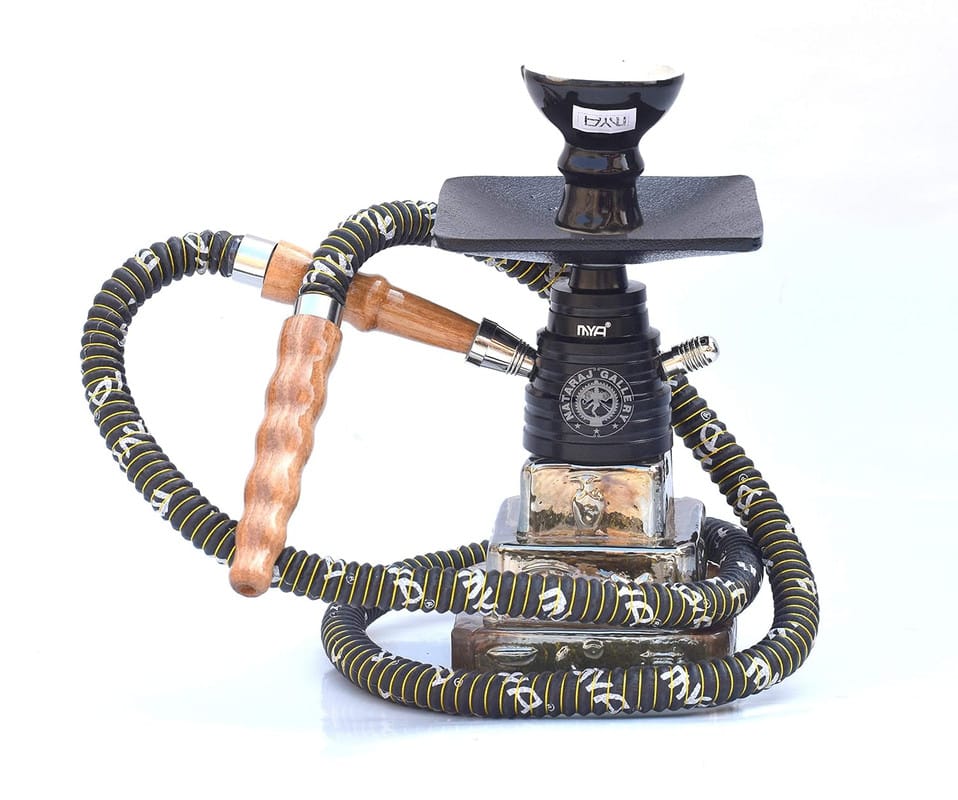 Puff King Glass MYA TUT Hookah Pot Set for Flavour Hukka (Black, 10 Inches)