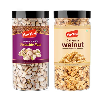 Yum Yum Pistachios & Walnut Kernels(Akhrot Giri) 850g (500 x 350g)