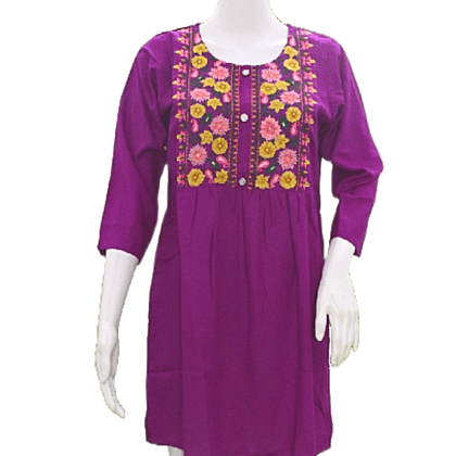 Purple Short Chikan Kurti