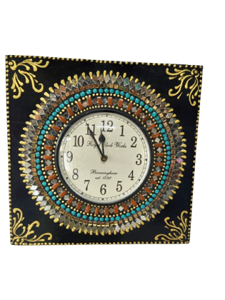 Art & Craft Creations Wooden Wall Clock- Beautiful Hand Painted Multicolor Wooden Decorative Clock Set 1