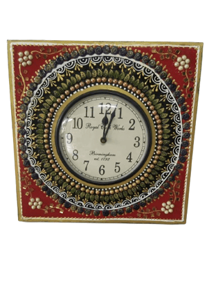 Art & Craft Creations Wooden Wall Clock- Beautiful Hand Painted Multicolor Wooden Decorative Clock Set 1