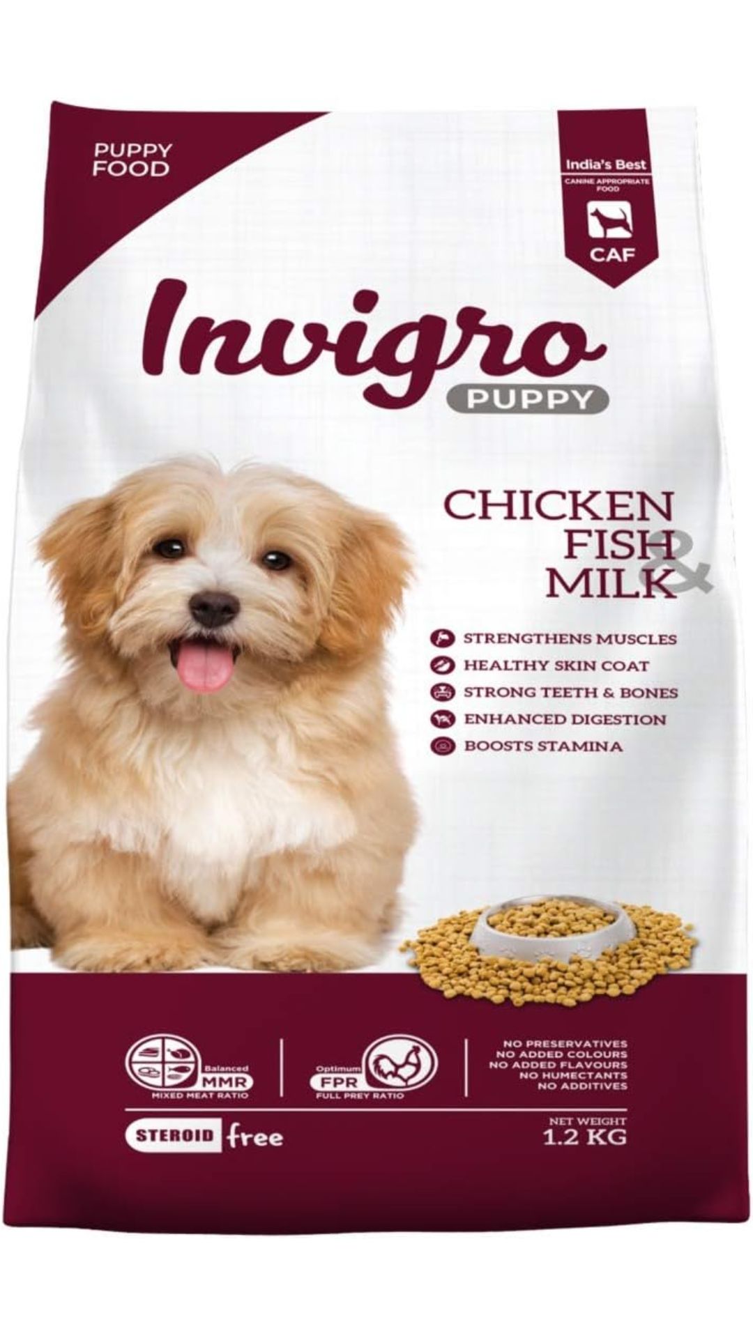 INVIGRO Puppy Chicken Fish Milk Dry Dog Food, 1.2 KG Pack