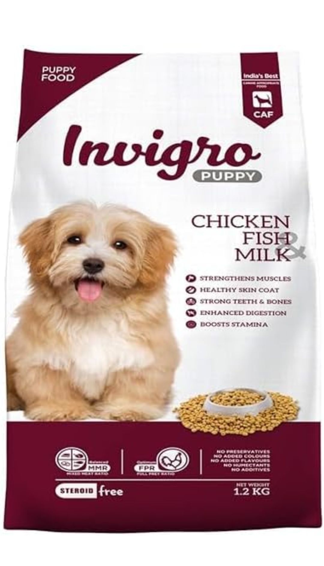 INVIGRO Puppy Chicken Fish Milk Dry Dog Food, 1.2 KG Pack