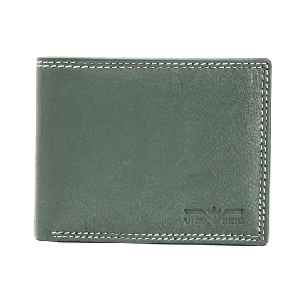 Vital King Men Trendy, Formal Green Genuine Leather RFID Wallet  (12 Card Slots)