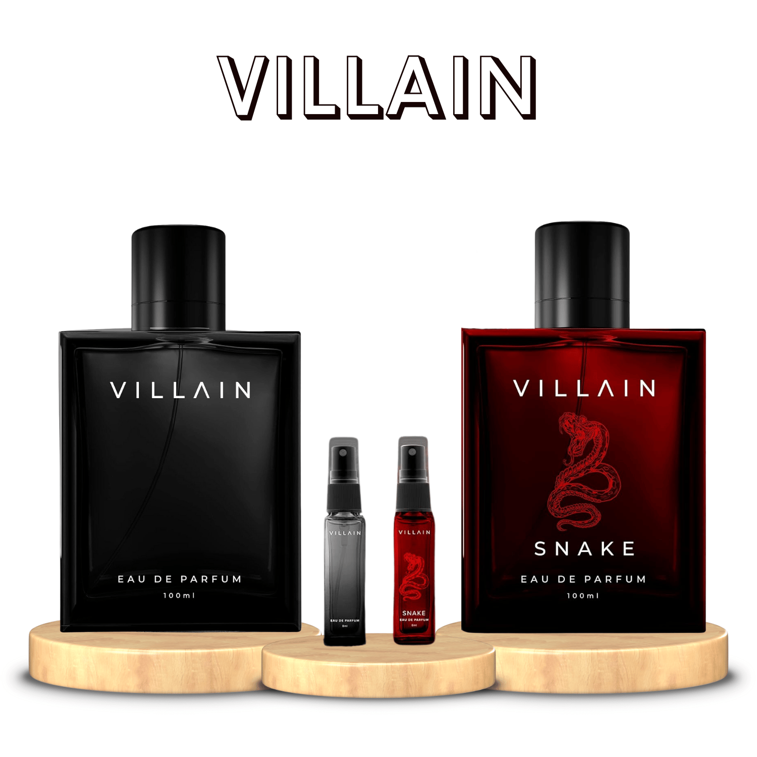 Villain Perfume For Men Combo Pack (100 ml + 100ml + 8ml +8ml)