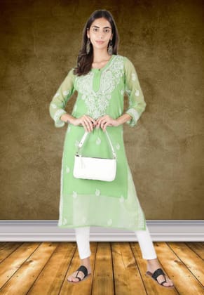 Gala Booti Green Kurti For Women