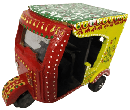 Art & Craft Creations Wooden Auto Rickshaw Toy for Kids, Wooden Handicraft Items for Home Décor