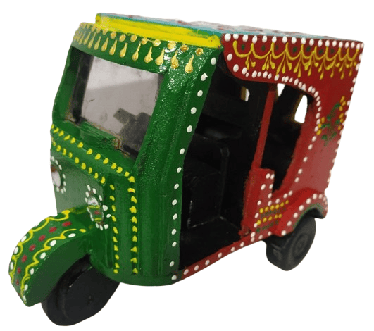 Art & Craft Creations Wooden Auto Rickshaw Toy for Kids, Wooden Handicraft Items for Home Décor