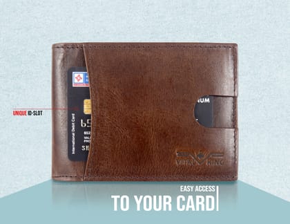 Vital King Boys/ Girls Trendy Brown Genuine Leather Wallet cum Card Holder  (5 Card Slots)