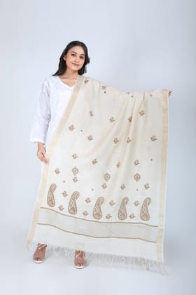 Ladies New Brown Colour Silk Hand Chikankari Dupatta