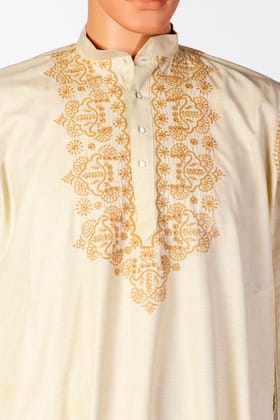 Men's New Brown Colour Cotton Hand Chikankari Kurta