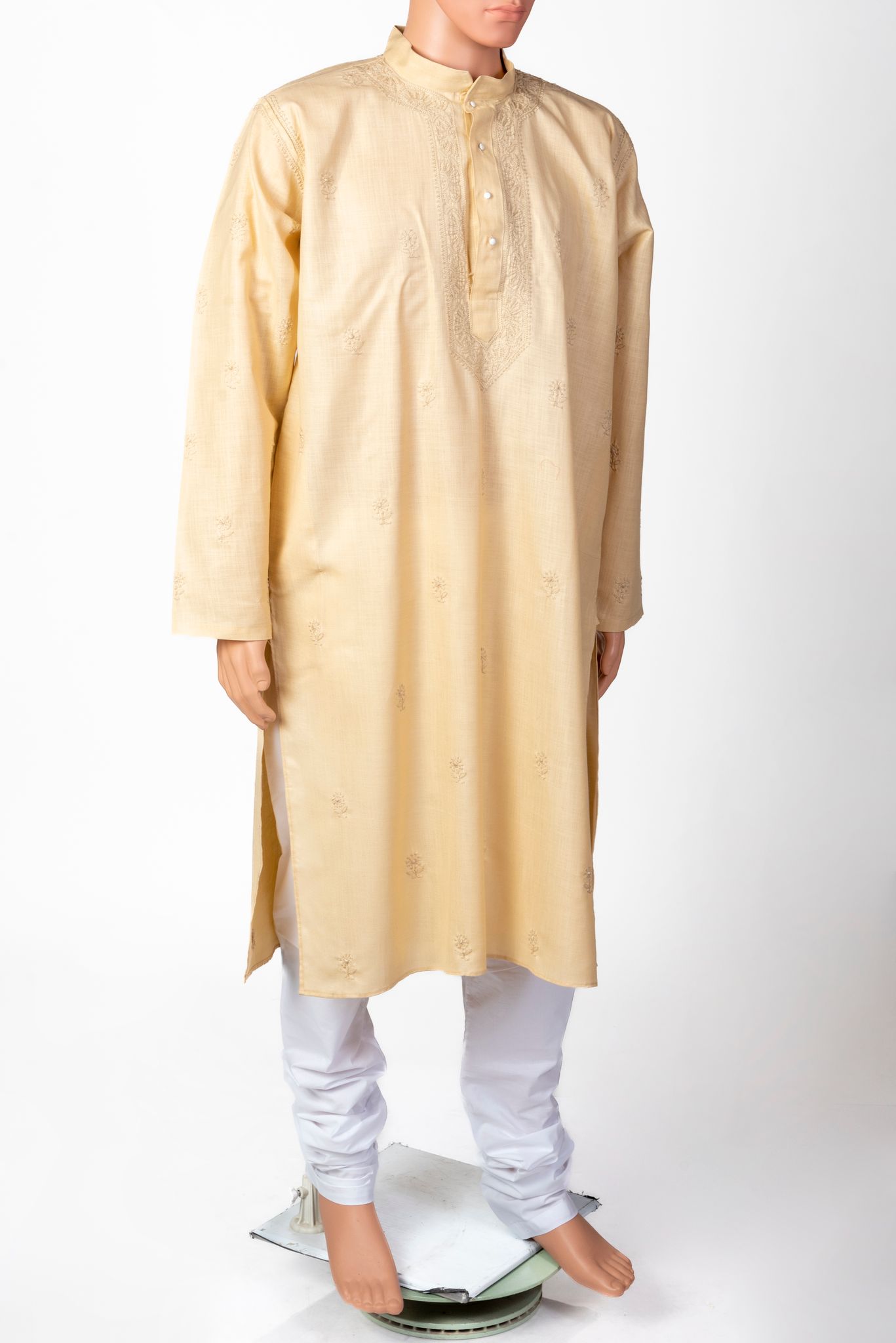 Men's New Fawn Colour Cotton hand Chikankari Kurta