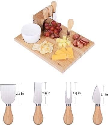 Shanaya 4 PCS Cheese Knife Set, Premium Stainless Steel Cheese Slicer and Cutter Collection with Wooden Handle